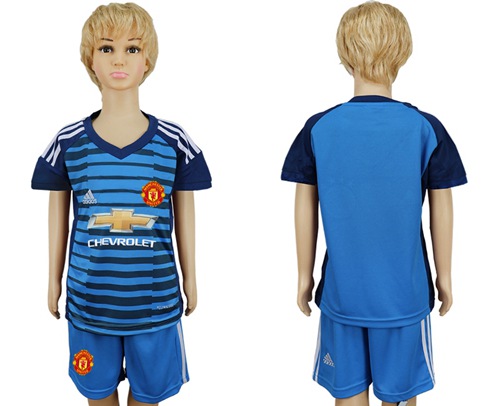 Manchester United Blank Blue Kid Soccer Club Jersey